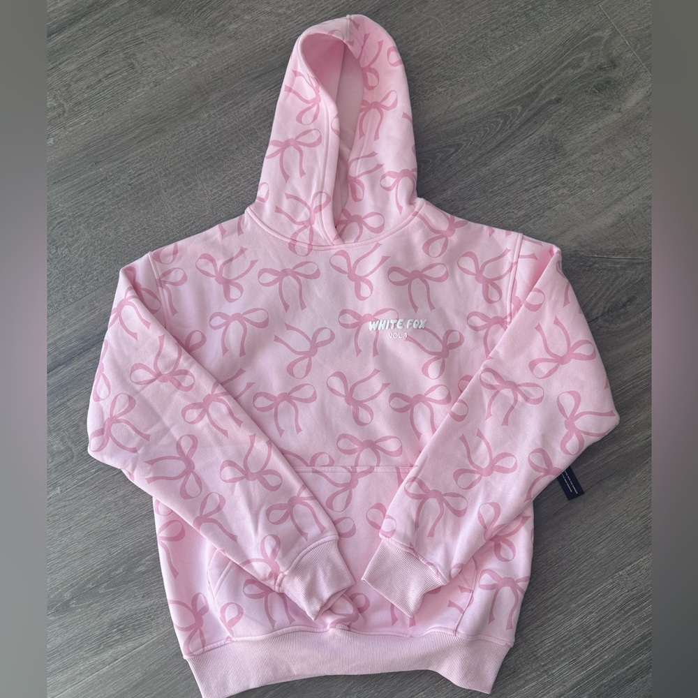 White Fox Boutique Pink Bow Hoodie